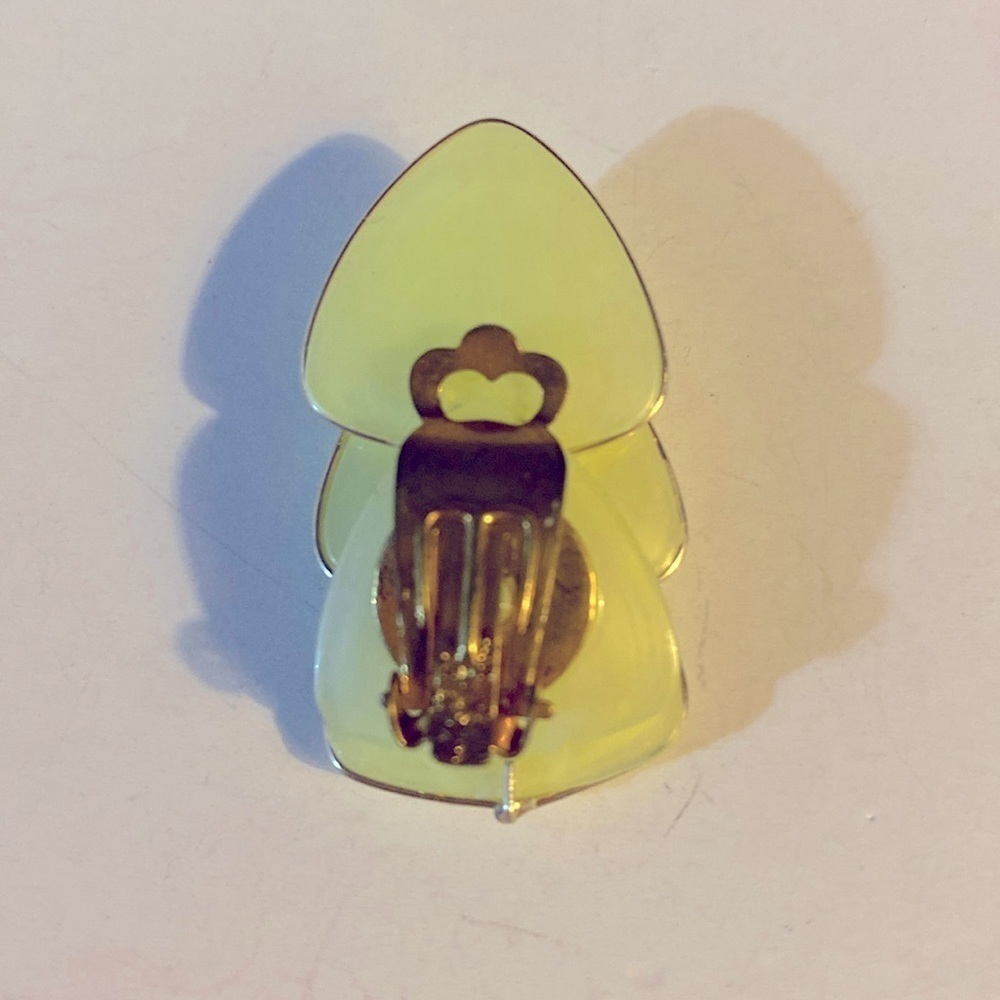 West Germany Earrings, Clip on, Gold tone, Lemon yellow, Vintage, minimalist - Picture 3 of 10